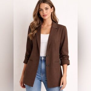 Leith Elegant Brown/Army Green Women's Blazer